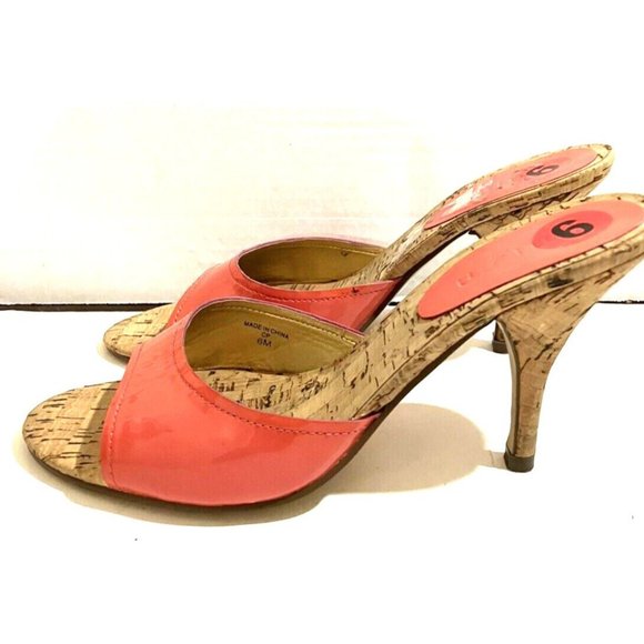 Unisa women's size 6  Salmon Pink Cork Heels slip-on sandals shoes - Picture 3 of 7
